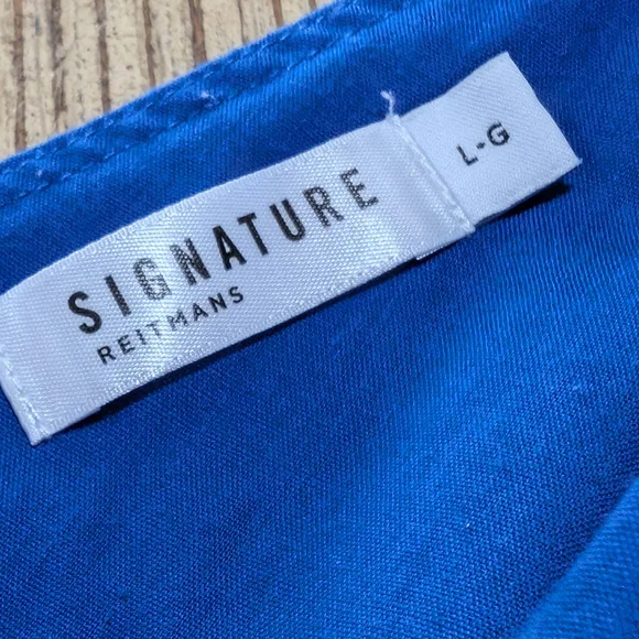 Signature by Reitmans Puff Sleeve Mini Dress Blue Paisley V-Neck Size Women's XL - Picture 3 of 7